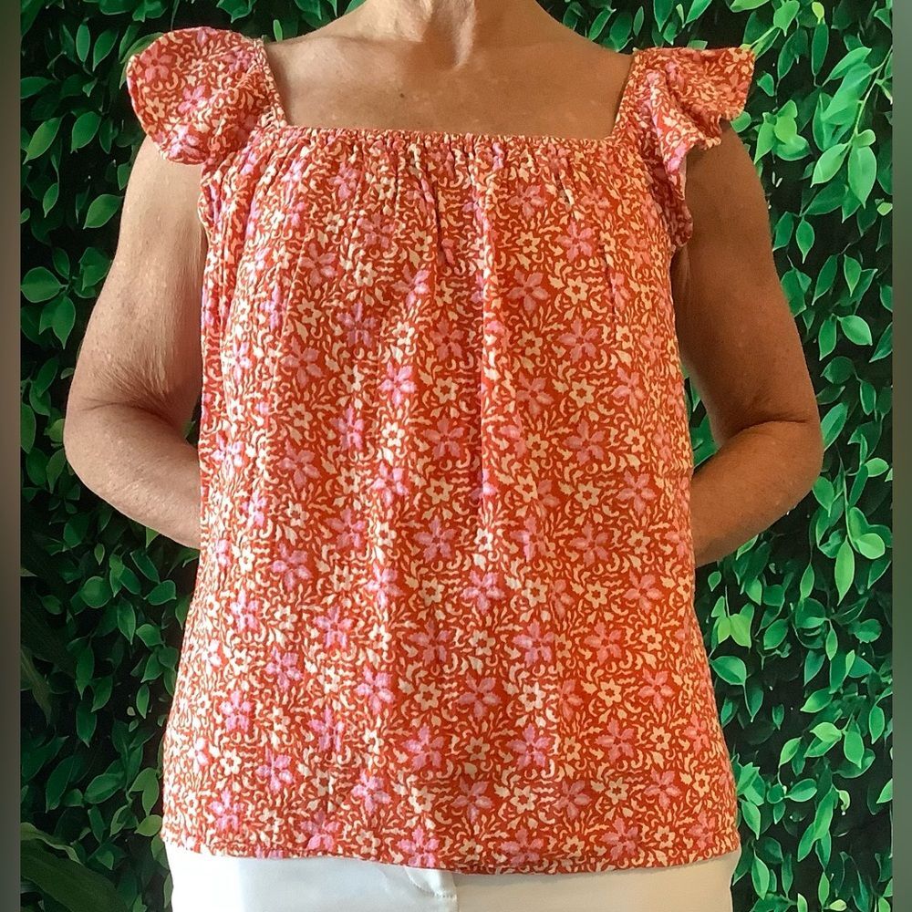 🌸 Ann Taylor Square Neck Flutter Sleeve Top – Size Medium - Picture 5 of 7